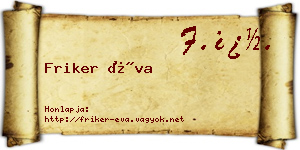 Friker Éva névjegykártya
